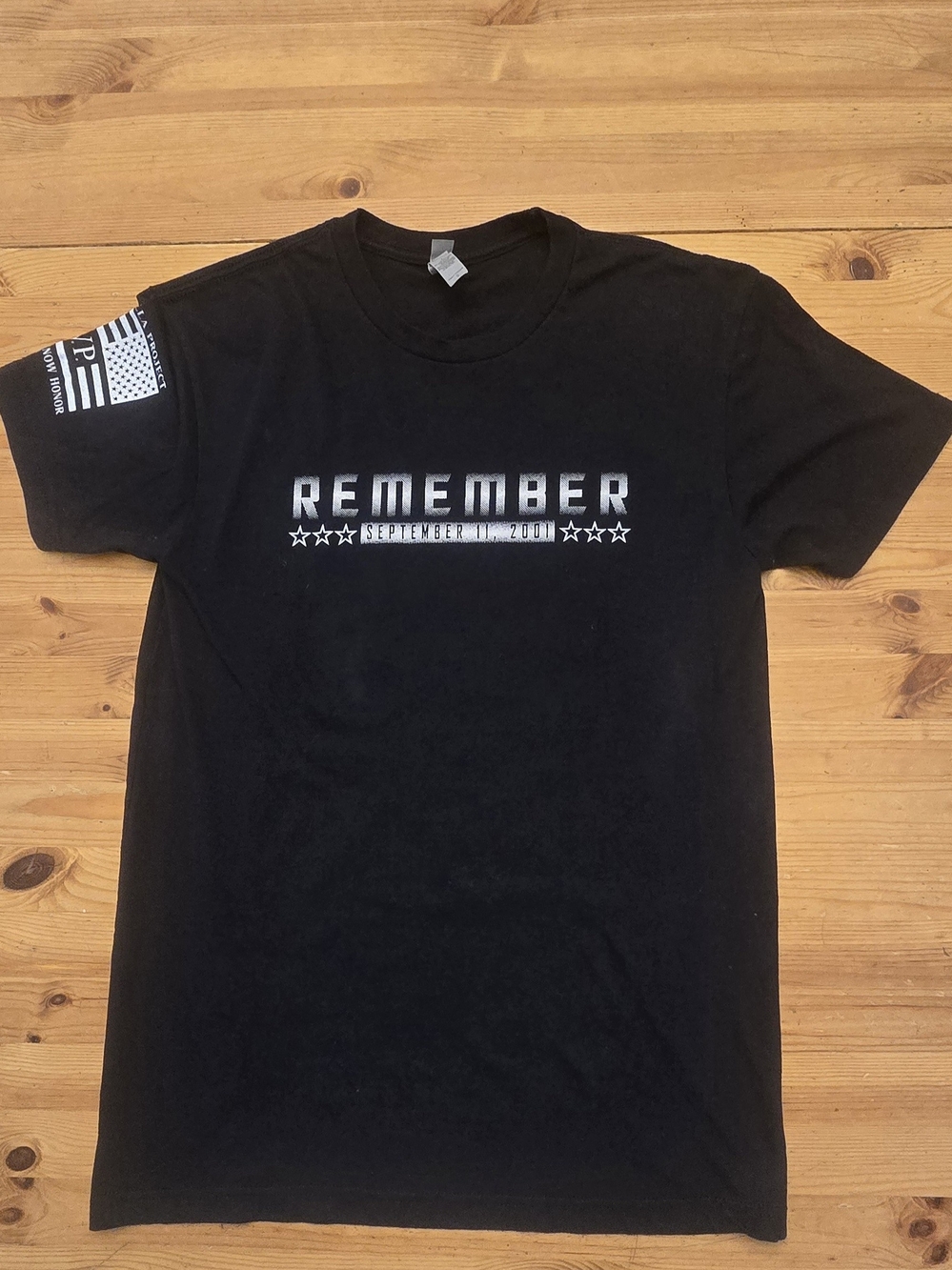 Next Level Apparel Black "Remember 9/11" Short Sleeve Graphic Tee, Men's Small